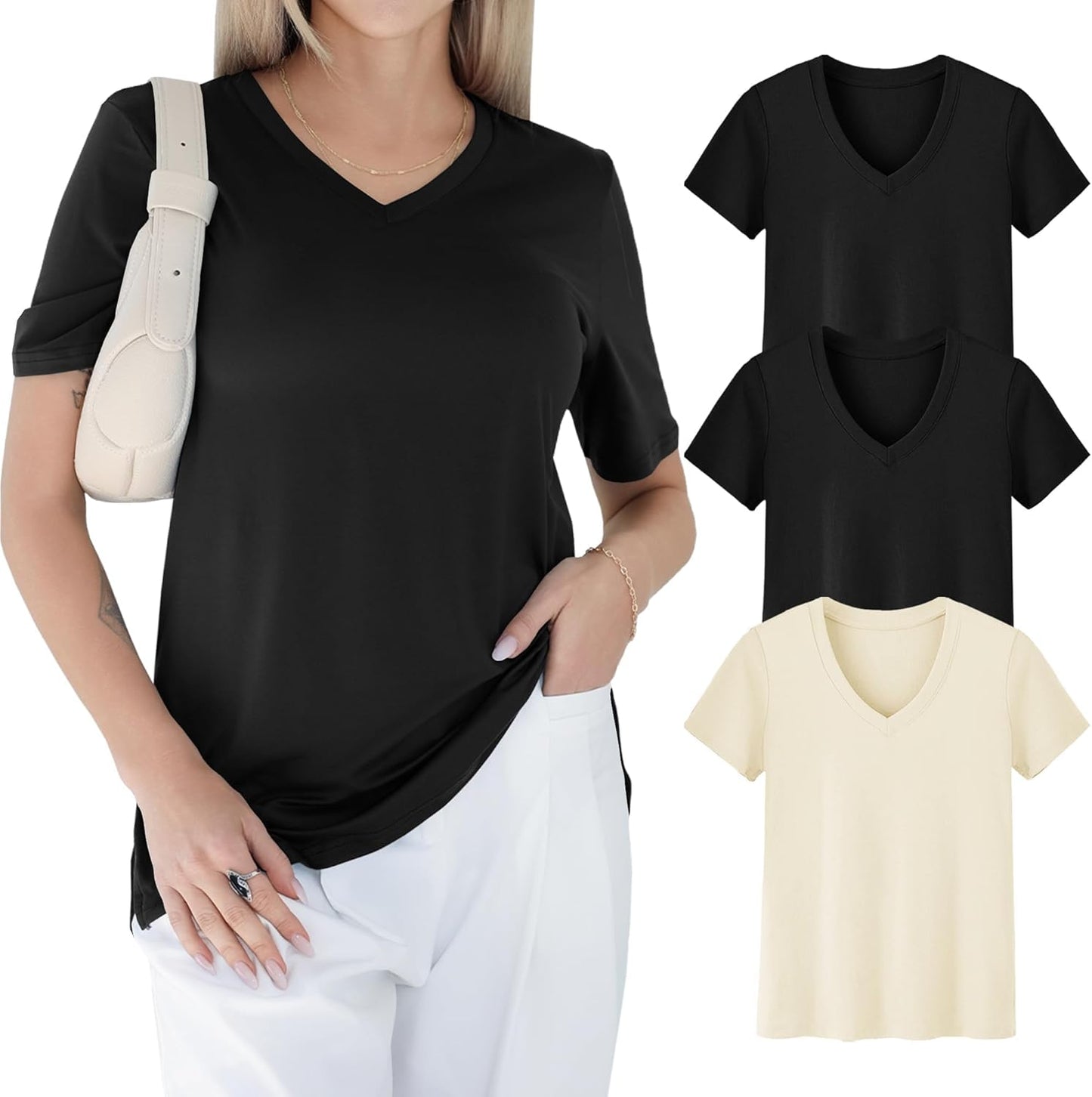 Women - Casual Loose Fit Spring Summer Tops Trendy Soft Short Sleeve Basics Tees 2025