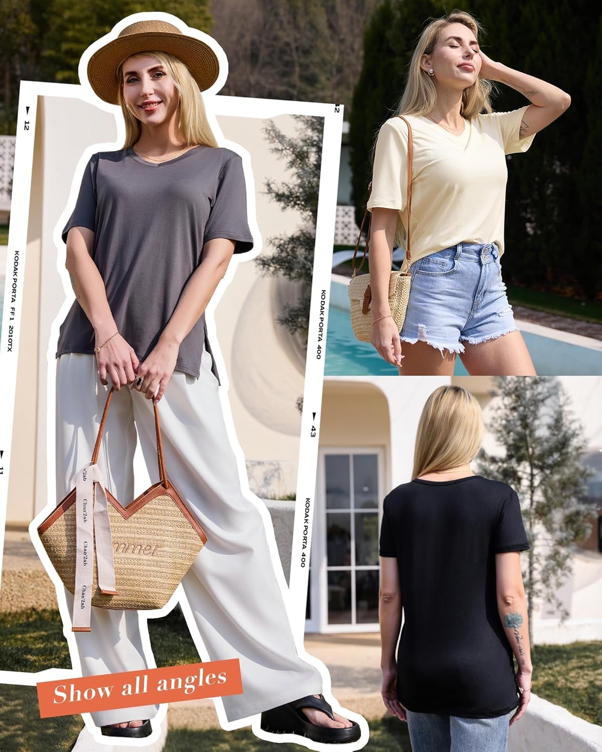 Women - Casual Loose Fit Spring Summer Tops Trendy Soft Short Sleeve Basics Tees 2025