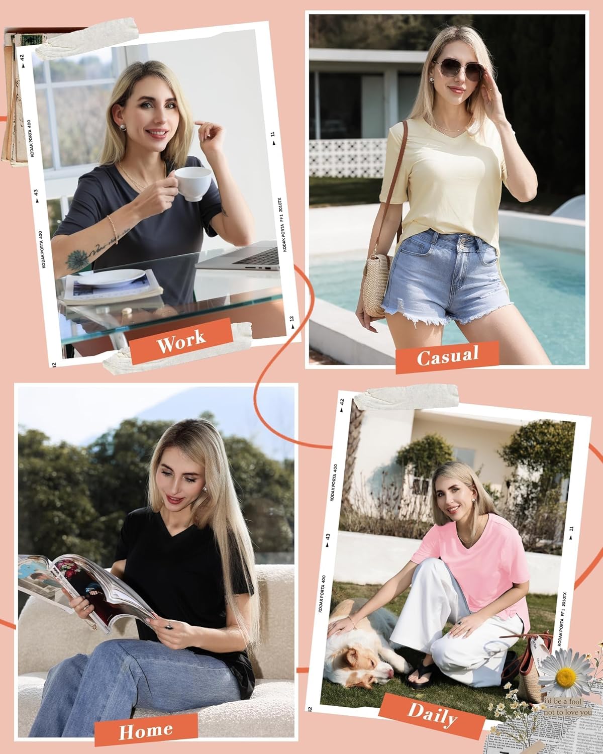 Women - Casual Loose Fit Spring Summer Tops Trendy Soft Short Sleeve Basics Tees 2025